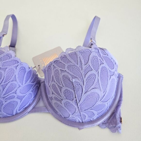 NWT Savage X Fenty | Not Sorry Lined Lace Bra In Purple Lavender, Womens 34DDD - Picture 5 of 10